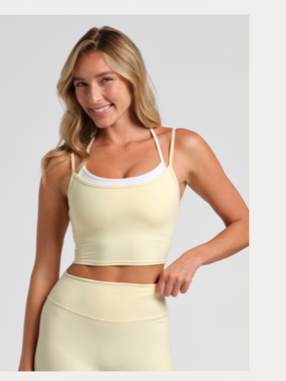 Women's Cream Double-Layer Tank Top - Picture 4 of 4